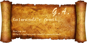 Gelencsér Anett névjegykártya